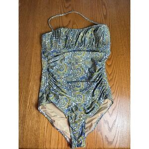 J Crew Women's Royal Paisley Swimsuit One Piece Size 10